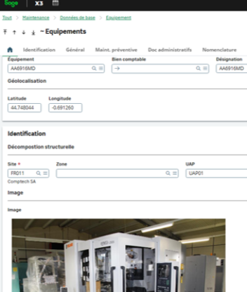GMAO intégrée à Sage X3: Gestion des équipements