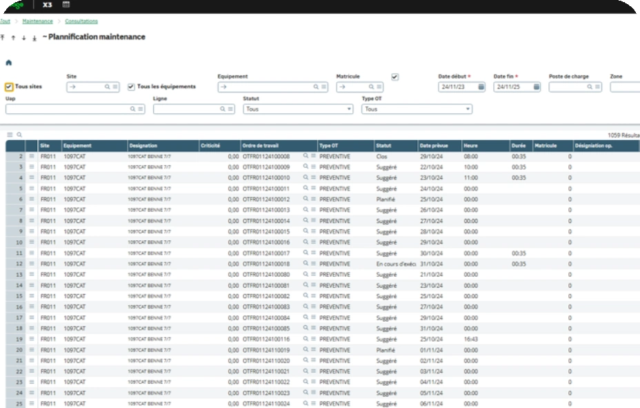 GMAO Sage X3 by Discovery Intech : planification de la maintenance