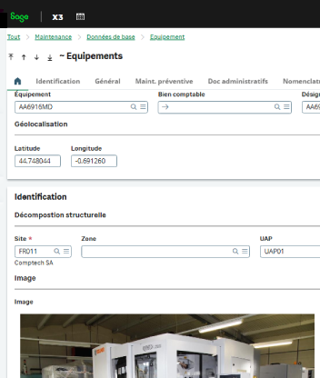 GMAO intégrée à Sage X3: Gestion des équipements